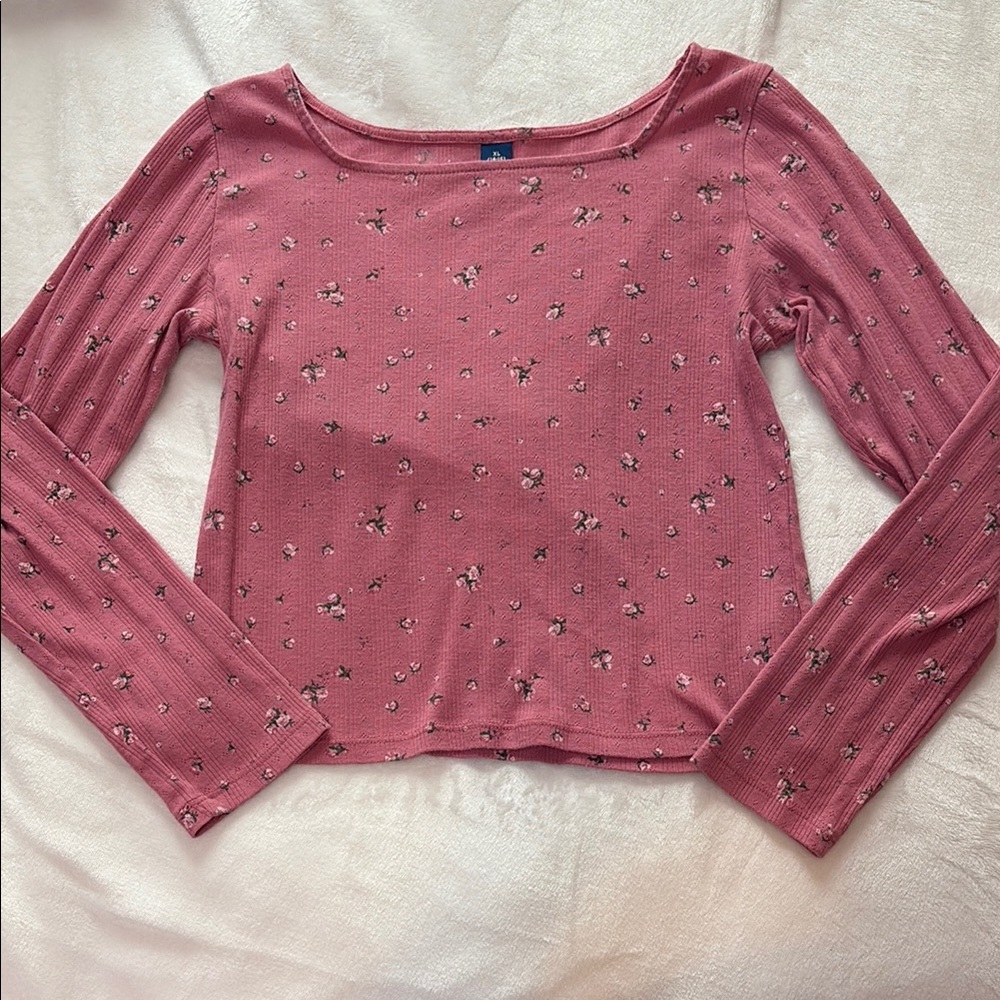 Old Navy Pink Floral Long Sleeve Blouse